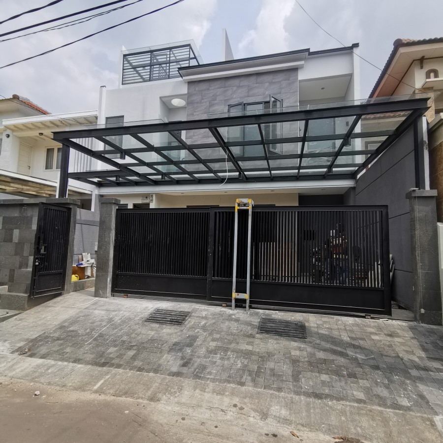 kanopi kaca rangka WF150 + kaca 10mm tempered