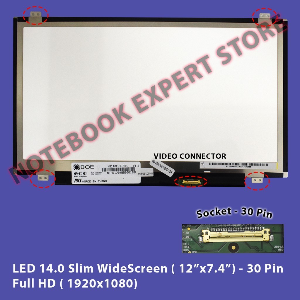 LED 14.0 Slim WideScreen 30 Pin Full HD 1920x1080