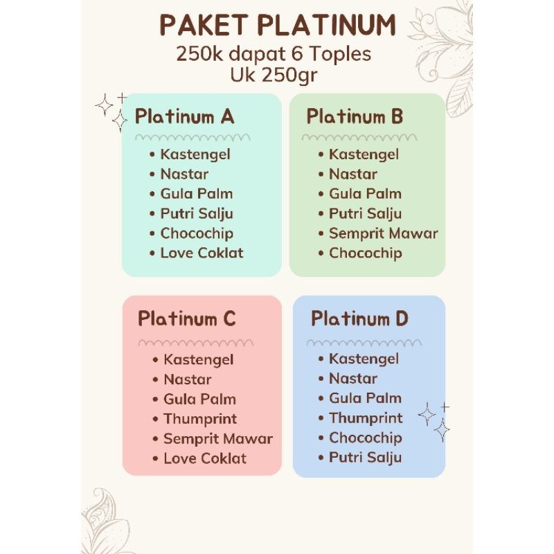 

PAKET PLATINUM 250K DAPAT 6 TOPLES