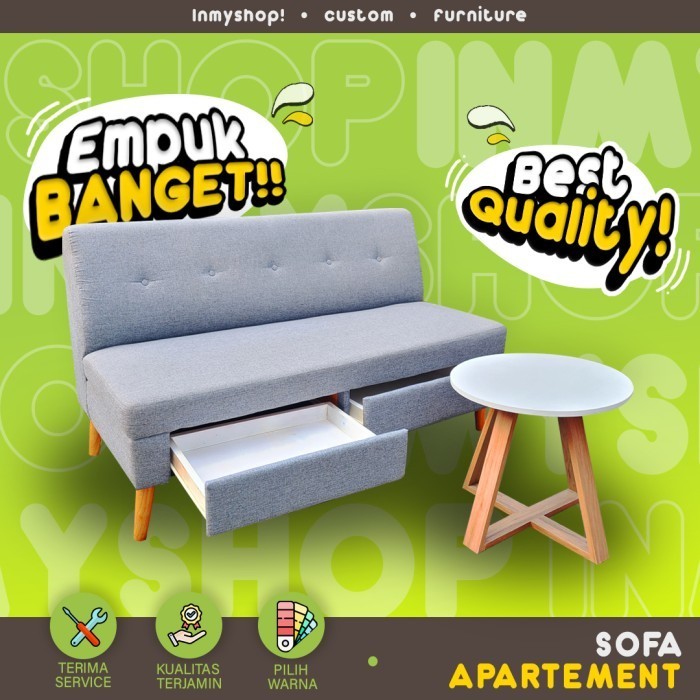 SOFA APARTEMENT - Sofa Minimalis Laci (Bonus Meja)