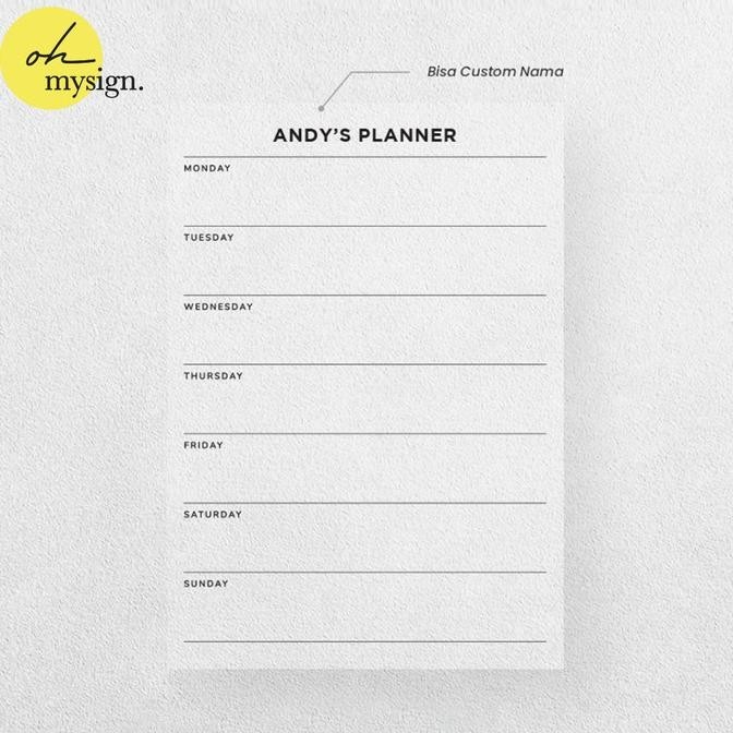 

Wall Planner Akrilik Custom Nama Weekly Kalendar Akrilik Jadwal Minggu