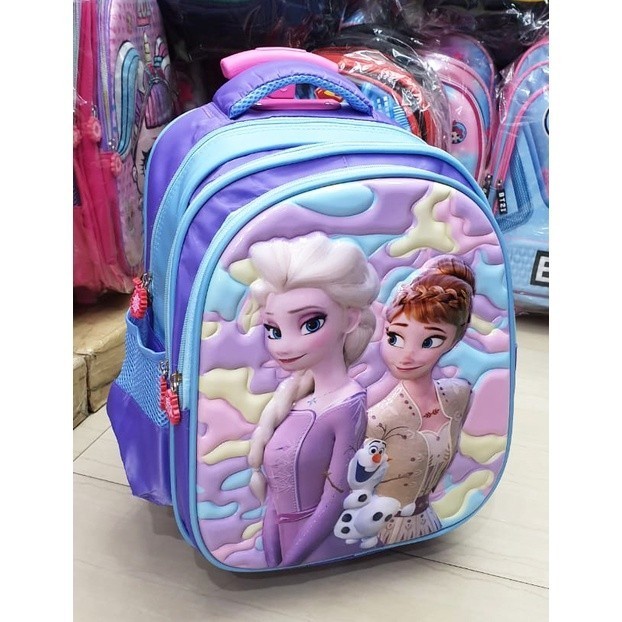 Baru tas trolley Frozen 2 Ransel sekolah anak TK import troli roda dorong
