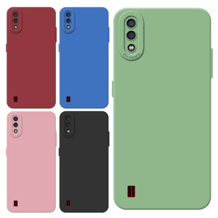 Casing Silikon Samsung Galaxy A01 Case Macaron Model Pro Camera - Warna Random