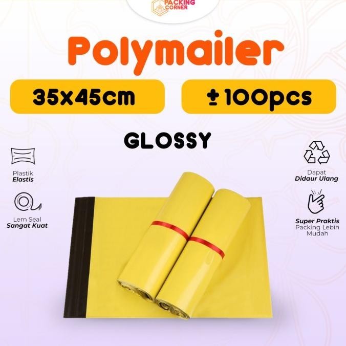 

Plastik Packing Polymailer Warna Kuning 35X45 Isi 100 Pcs Tebal Glossy