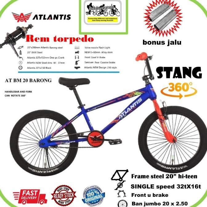 Sepeda BMX 20" Atlantis BARONG Torpedo ban jumbo 3.0 stang putar 360'