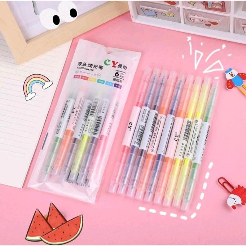 

⭐DIERS⭐ COD - 1 PCS / 1 BUAH Stabilo Highlighter Warna Dua Sisi / 1Pcs Warna Double Side