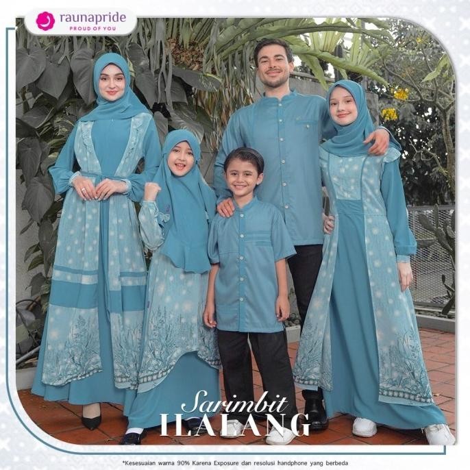 Trend Gamis Rauna 13 Sarimbit Ilalang Blue Baju Muslim Couple Keluarga Original