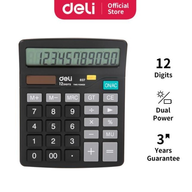 

Terbaik Deli Kalkulator Meja Dual Power 12 Digit Garansi 3 Tahun W837 W868 - Type 1 Hitam