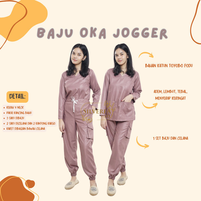 Terlaris Scrub, Seragam Medis, Baju Jaga Dokter, Oka Jogger , Lengan Panjang Promo Terbaru