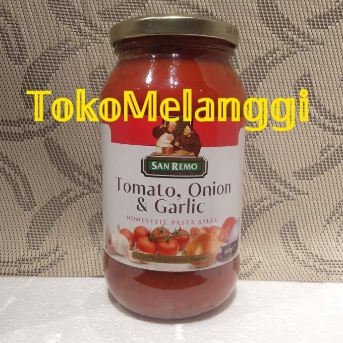 

San Remo Sanremo Sauce Pasta Tomato Onion & Garlic 500 gr | Saus