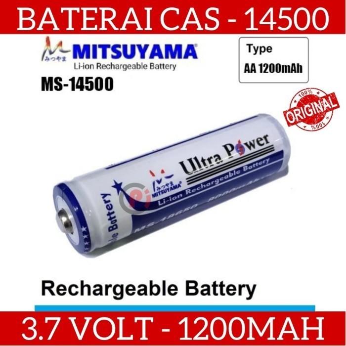 /////] MITSUYAMA Baterai Cas Rechargeable 14500 3.7V Ukuran Mirip Batre AA A2