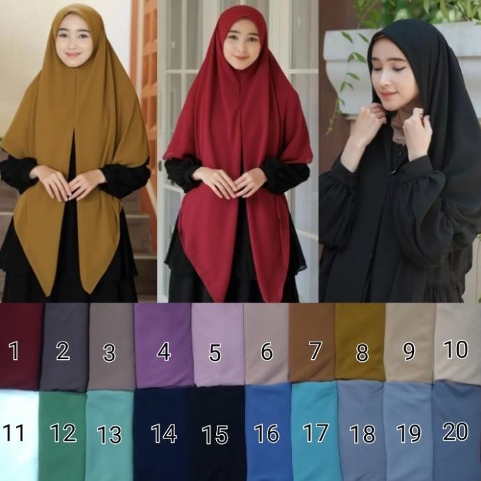 HIJAB SEGITIGA INSTAN CERUTY JUMBO JILBAB BERGO CERUTI KERUDUNG ZIPPER