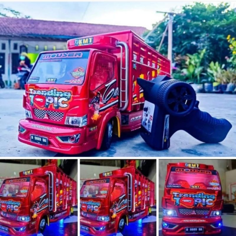 miniatur truk oleng Canter remot control  full lampu kelap kelip mainan mobil mobilan anak viral tre