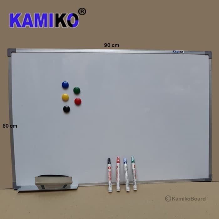 

Ready Whiteboard Kamiko 60 x 90 Spidol H,B,HJ, M, Hapus magnet, Magnet