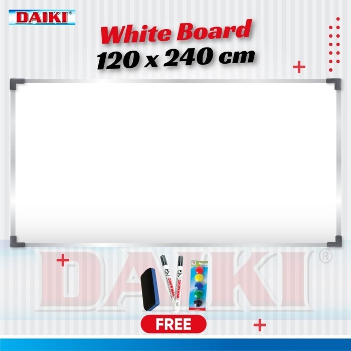 

Ready Papan tulis / Whiteboard DAIKI magnetic gantung uk 120x240 cm