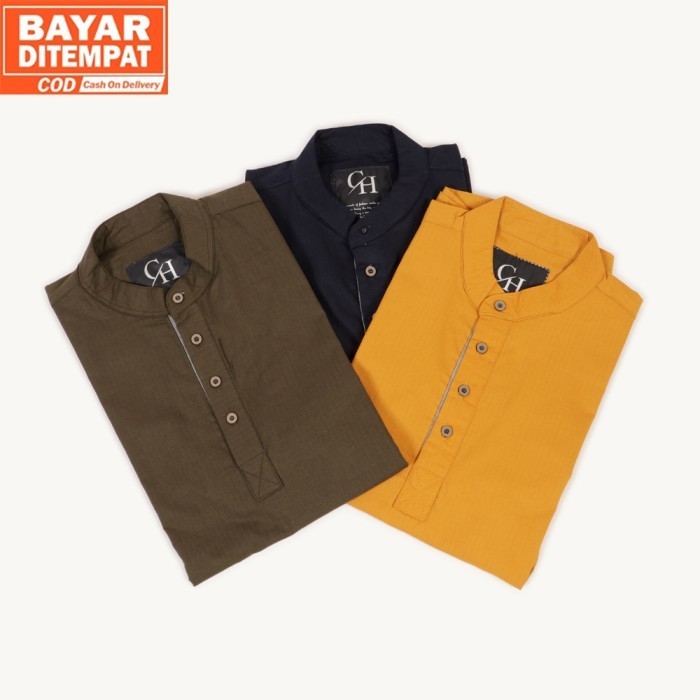 Baju Koko Pria Lengan Pendek Hanafi Kemeja Muslim Pria Terbaru Tebal