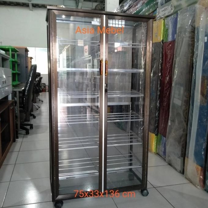 Lemari Rak Sepatu Aluminium Kaca