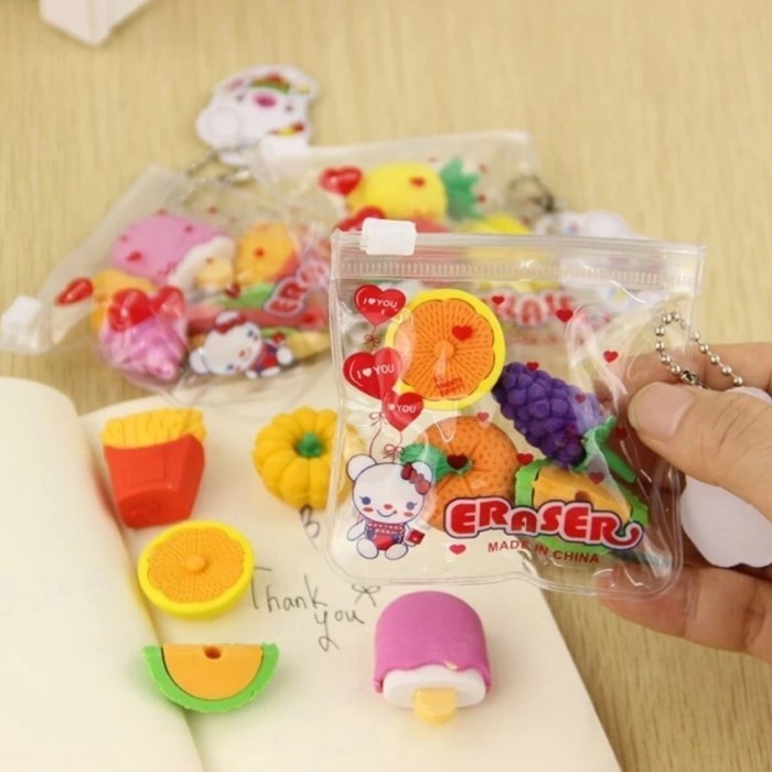 

~~~~~] Penghapus Lucu Bentuk Buah Sayur Warna Warni Mini Eraser Karakter Unik
