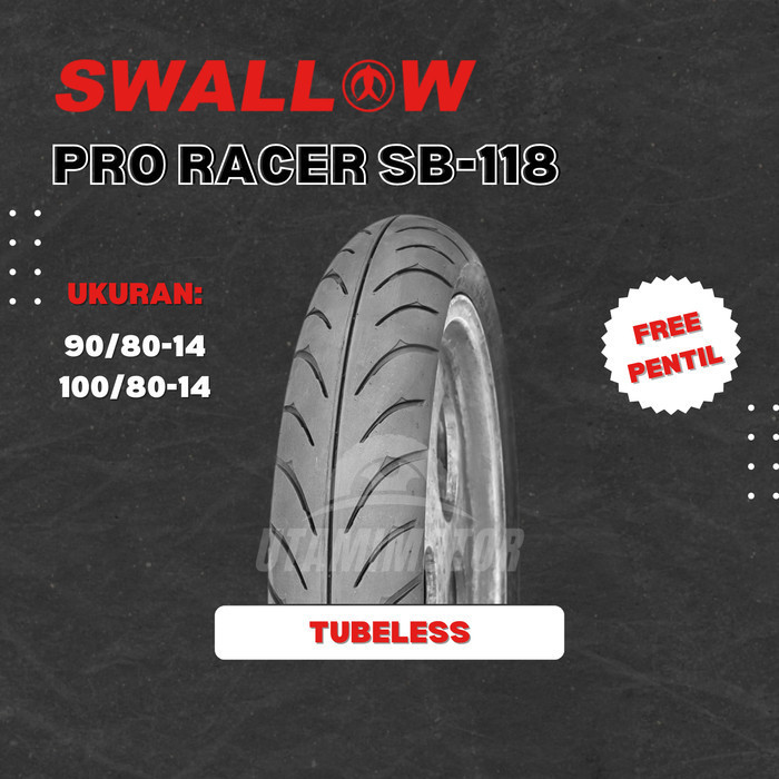 Ban Motor Swallow Pro Racer Ring 14 90/80-14 & 100/80-14 Tubeless