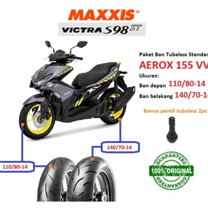 Ban Motor Aerox 155 Maxxis Tubless 1 Set Depan Dan Belakang Original