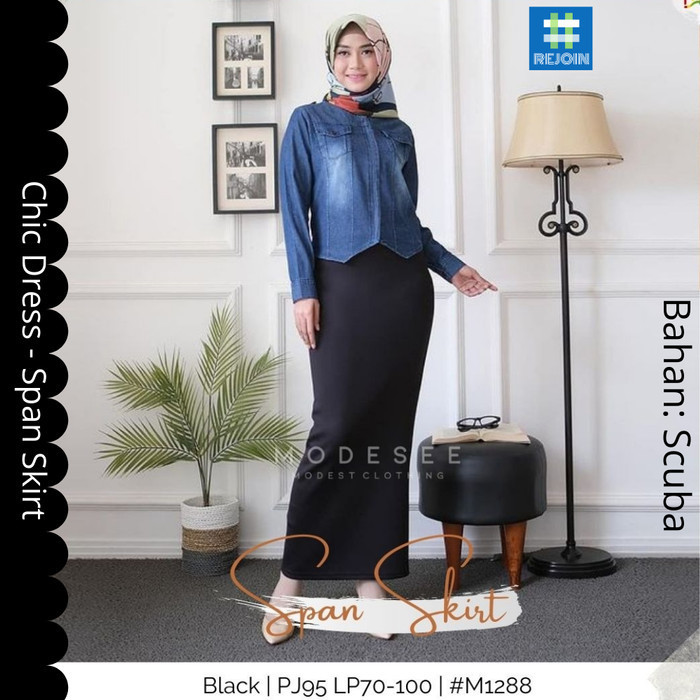 Rok Ketat Wanita Muslim Muslimah Modern Span Skirt Dress Ootd Kerja Diskon