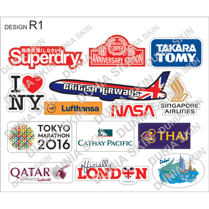 Travel Label / Sticker Koper Rimowa Design R1 Airlines Mixed Logo