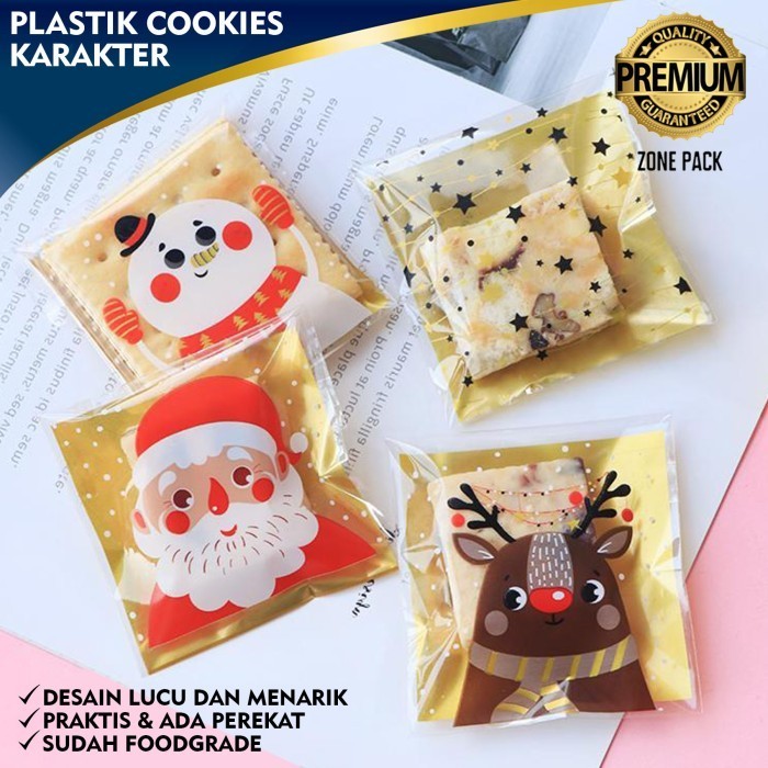 

{{{{}}] [100 PCS] Plastik Cookies Karakter Plastik Motif Natal Christmas ZP