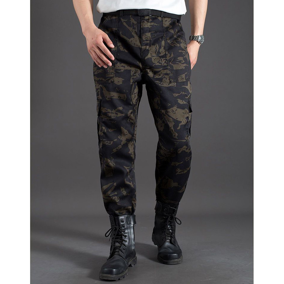 Celana Overall Longgar untuk Pria, Celana Kamuflase Luar Ruangan, Celana Overall Longgar Modis