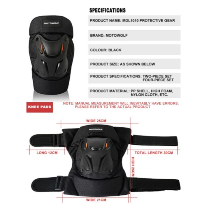 READY Motowolf Knee Pad Elbow Pad Motor Kneepad Futsal Deker Protector