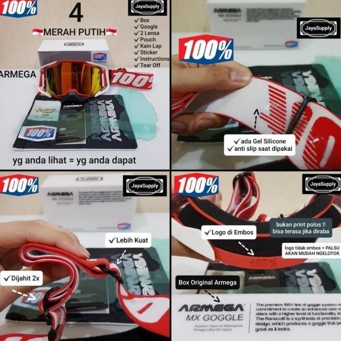 Original Kacamata Goggle Cross 100% Google Fox Trail Mx Adventure Terbaik