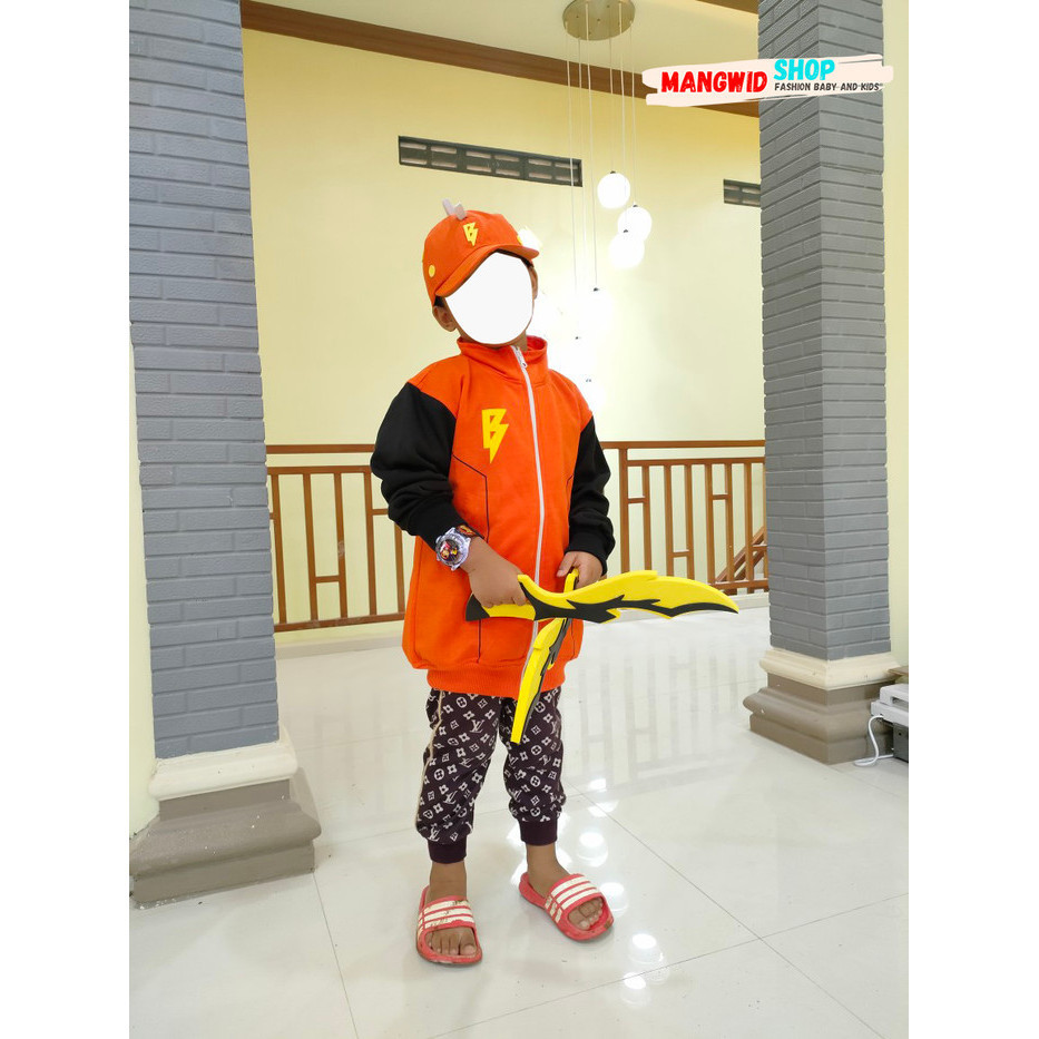 Jaket + Topi + Jam + 2 Pedang Mainan Boboy Boboiboy Anak Laki Laki