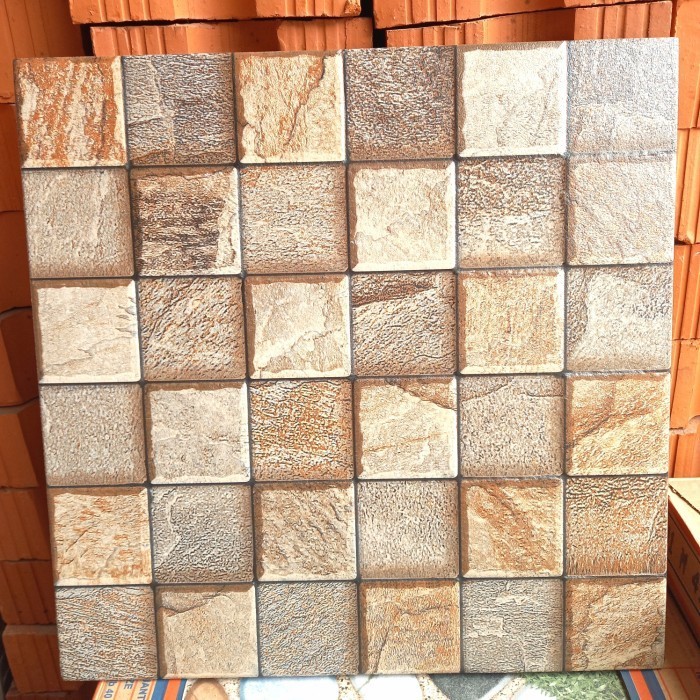 KERAMIK LANTAI 40X40 KERAMIK DINDING 40X40 KASAR TIMBUL COKLAT