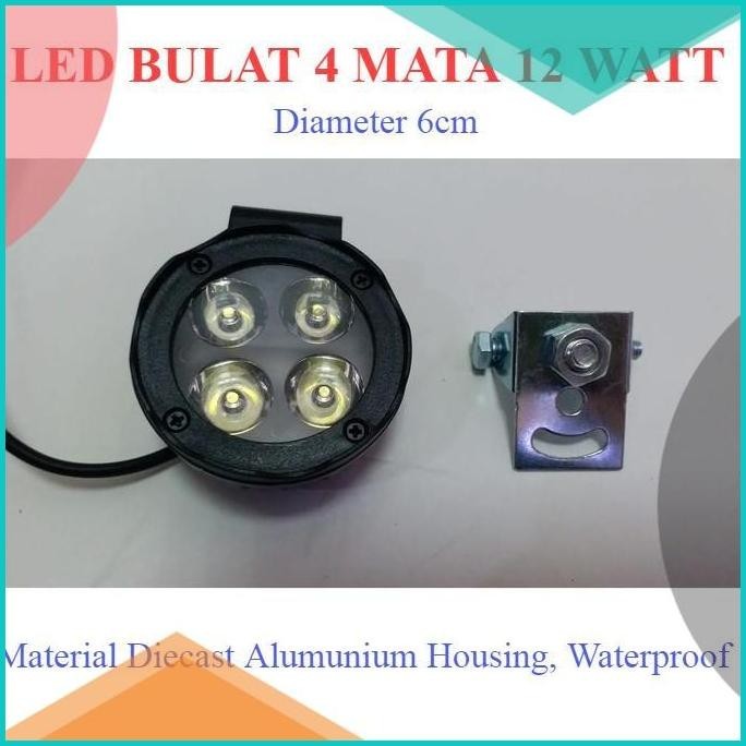 LAMPU SOROT LED BULAT LAMPU TEMBAK VARIASI MOTOR MOBIL 4 MATA 12W A119