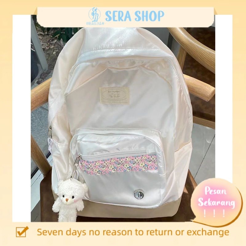 

❡▩ஐSera impor bunga jahitan ransel perempuan Korea desain niche tas sekolah siswa ransel komputer berkapasitas besar baru