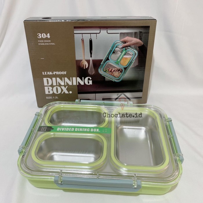 Lunch Box Kotak Makan Ompreng Sekat 3 Stainless Sus 304 Dinning Box