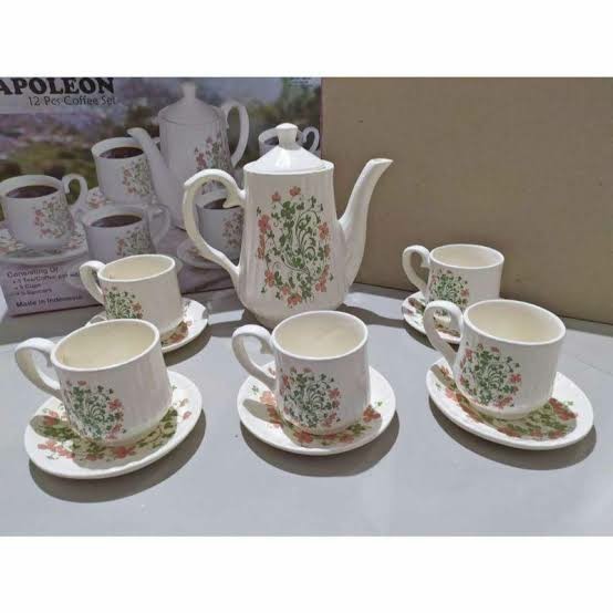 (12 Pcs) Cangkir Keramik Set - Coffee Set / Tea Set Napoleon - Motif