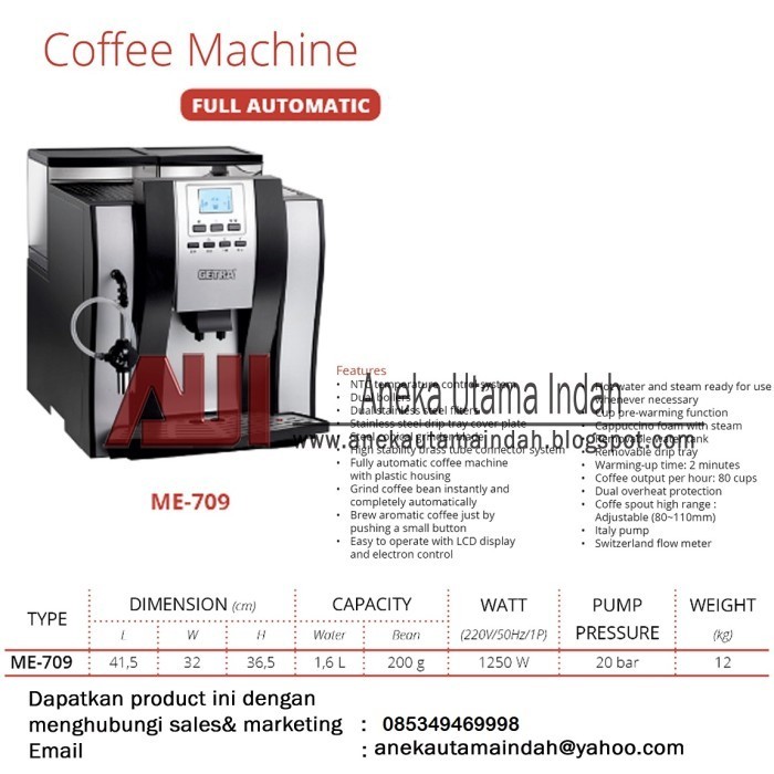 GETRA Coffee Machine ME 709 ME709 ME-709 / Mesin Pembuat Kopi Otomatis