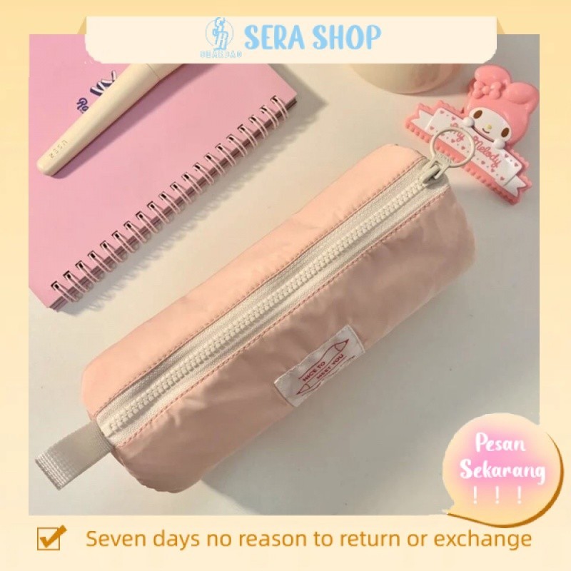 

◎♚▩Sera sandwich tempat pensil perempuan sederhana lucu kecil segar kapasitas besar warna solid tas alat tulis siswa sekolah menengah pertama bersih merah