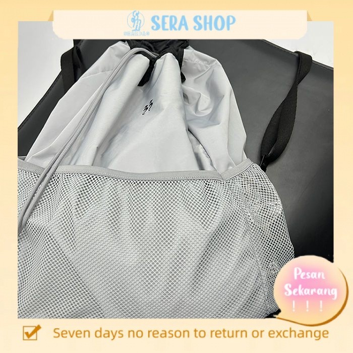 

♕♂Sera Sera diimpor Meiya FUZZYKON desain asli tiga dimensi ruang cetak offset abu-abu nilon ringan kapasitas besar mesh ransel