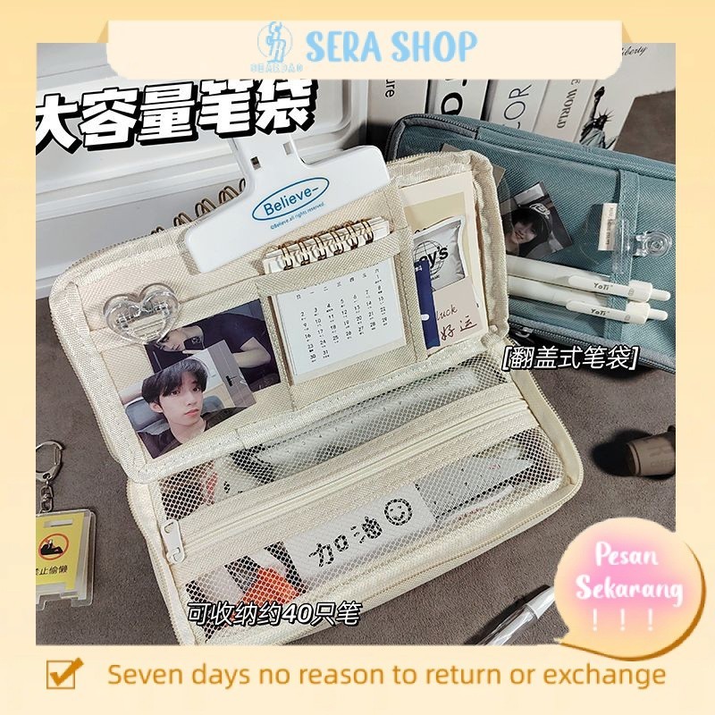 

∏๑Sera Niche Tempat Pensil Wanita Gaya Korea Kapasitas Besar Multi-Fungsi Kotak Alat Tulis Tas Pensil Siswa Flip-Top Kotak Pensil