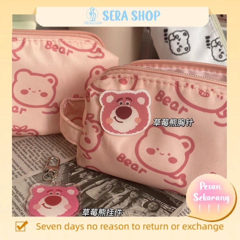 

✌❖Tas pena lucu strawberry beruang tas pena lembut beruang lucu tas pena berkapasitas besar siswa tas pensil alat tulis sederhana