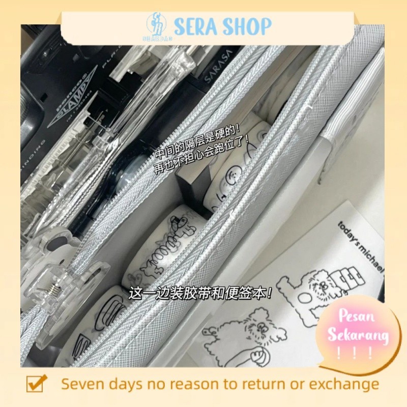 

㍿△Xiaohongshu Baru Siswa SMP Berkapasitas Besar Warna Solid Double Ritsleting Snoopy Tempat Pensil Pacha Anjing Tempat Pensil