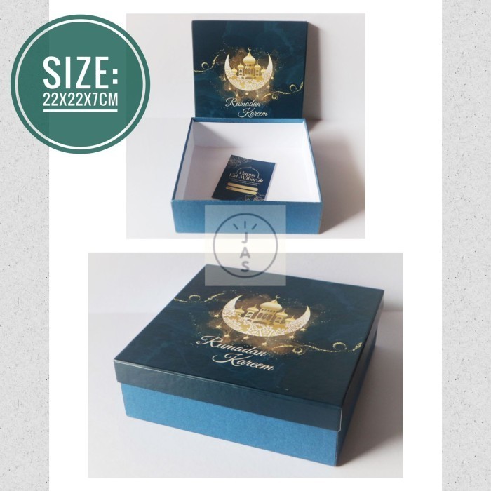 Box lebaran idul fitri 22x22x7cm / hard box hampers / custom box kue