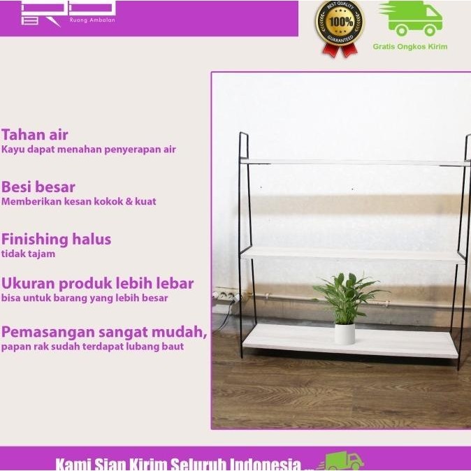 Rak Tanaman 3 Susun / Rak Bunga Besi Kayu 3 Susun Noviastuffs