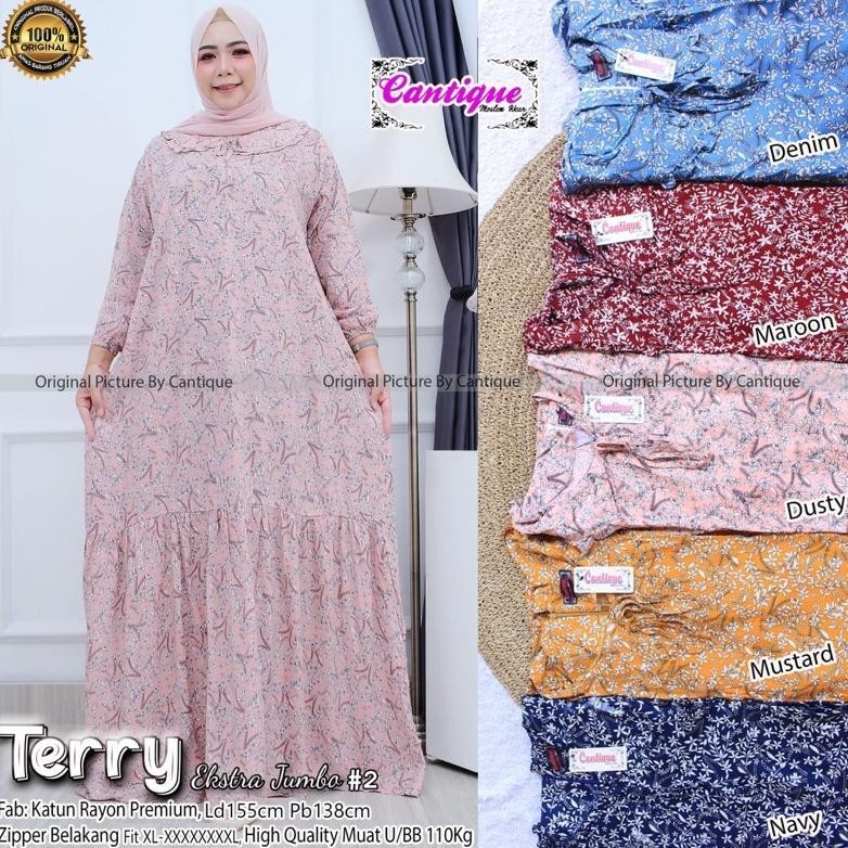TERRY EKSTRA JUMBO CANTIQUE / TERRY DRESS KATUN BIGSIZE LD 140 SUPER JUMBO GAMIS ABAYA OVERSIZE LD15
