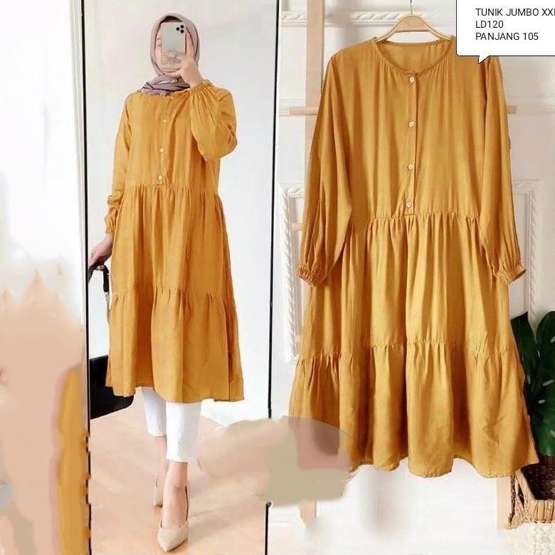 Wiza Tunik/Tunik Jumbo/Ld102&120/Tunik Kerut Keliling/Tunik Susun/Tunik Wanita/Tunik Muslim/Midi Dre