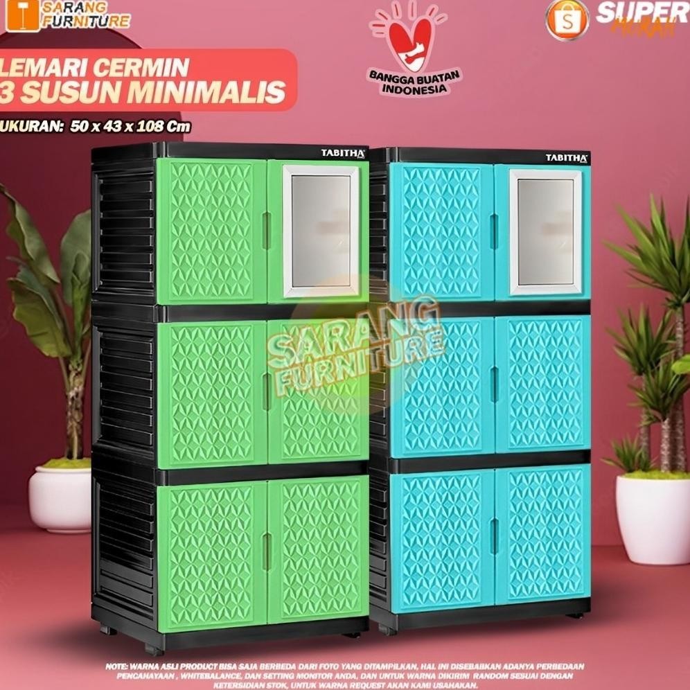 Lemari Plastik Lemari Pakaian Plastik Susun KACA ada KUNCI LEMARI TABITHA PENGUNCIAN TABITHA 4 SUSUN