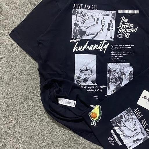 Kaos Distro Local Brand Anarki Baju Clothing Streetwear Original Alive Angel Humanity Graphic Tee Bl