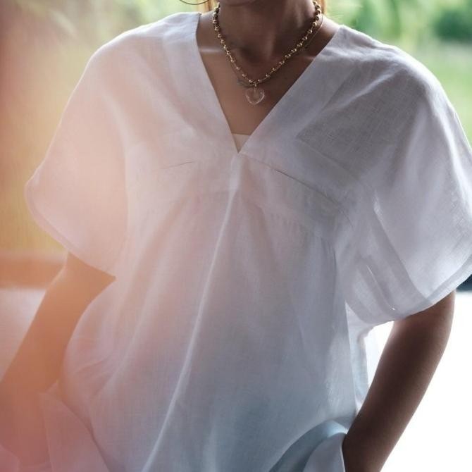 Belah Shirt/Baju Wanita/Atasan Wanita/Atasan Linen