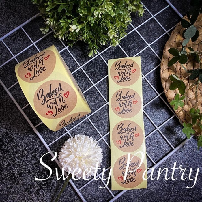 

stiker/sticker Kraft BAKE WITH LOVE (STK-BAKE) - 500 pcs